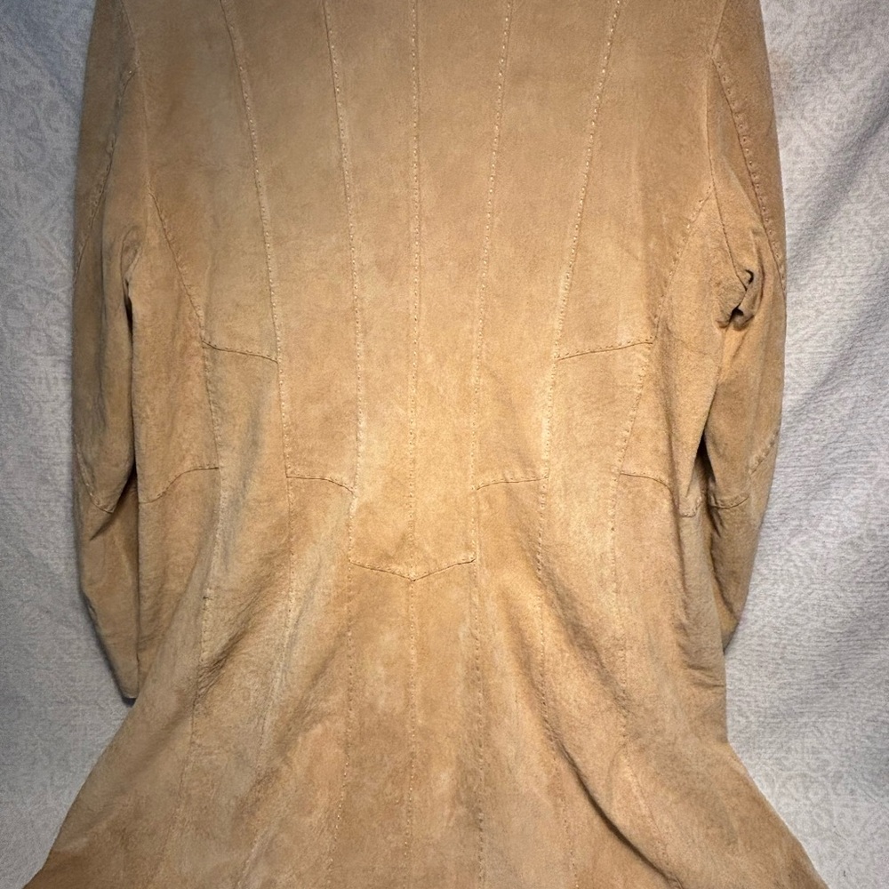 Coldwater Creek Tan Leather Blazer Jacket Women’s XL Button Front - Picture 6 of 16